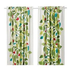 Ikea Stockholm Blad Curtains - Green Leaves